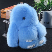 Load image into Gallery viewer, 14cm Cute Pluff Bunny Keychain Rex Genuine Rabbit Fur Key Chains For Women Bag Toys Doll Fluffy Pom Pom Lovely Pompom Keyring
