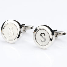 Load image into Gallery viewer, Mens Classic Initial Cufflinks Alphabet Letter silver Cufflinks Formal Business Wedding Shirts R-Z
