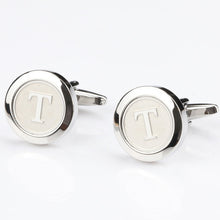 Load image into Gallery viewer, Mens Classic Initial Cufflinks Alphabet Letter silver Cufflinks Formal Business Wedding Shirts R-Z
