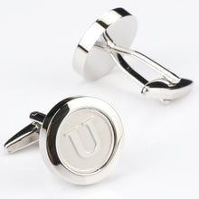 Load image into Gallery viewer, Mens Classic Initial Cufflinks Alphabet Letter silver Cufflinks Formal Business Wedding Shirts R-Z
