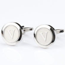 Load image into Gallery viewer, Mens Classic Initial Cufflinks Alphabet Letter silver Cufflinks Formal Business Wedding Shirts R-Z

