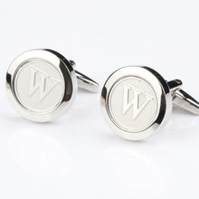 Load image into Gallery viewer, Mens Classic Initial Cufflinks Alphabet Letter silver Cufflinks Formal Business Wedding Shirts R-Z
