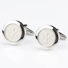 Load image into Gallery viewer, Mens Classic Initial Cufflinks Alphabet Letter silver Cufflinks Formal Business Wedding Shirts R-Z
