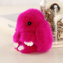Load image into Gallery viewer, 14cm Cute Pluff Bunny Keychain Rex Genuine Rabbit Fur Key Chains For Women Bag Toys Doll Fluffy Pom Pom Lovely Pompom Keyring
