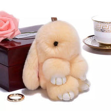 Load image into Gallery viewer, 14cm Cute Pluff Bunny Keychain Rex Genuine Rabbit Fur Key Chains For Women Bag Toys Doll Fluffy Pom Pom Lovely Pompom Keyring
