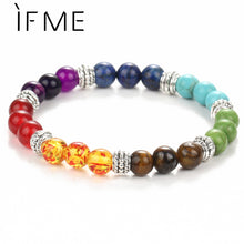 Load image into Gallery viewer, IF ME Fashion 7 Chakra Bracelet Men Black Lava Healing Balance Beads Reiki Buddha Prayer Natural Stone Yoga Bracelet Women Jewel
