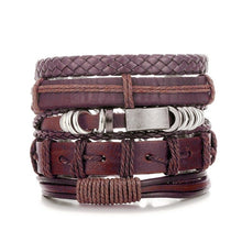 Load image into Gallery viewer, IFMIA Vintage Leather Bracelet Fashion Hand-knitted Multi-layer Leather Feather Leaf Bracelet and Fashion Men's Bracelet Gift
