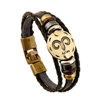 Load image into Gallery viewer, 2020 new men punk Zodiac Signs Aries Leo Bracelet Constellations charm men bracelets Virgo Pisces Pendant Women Gift DropShiping
