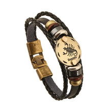 Load image into Gallery viewer, 2020 new men punk Zodiac Signs Aries Leo Bracelet Constellations charm men bracelets Virgo Pisces Pendant Women Gift DropShiping

