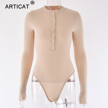 Load image into Gallery viewer, Articat Ribbed Knitted Sexy Bodycon Bodysuit Women Autumn Long Sleeve Slim Rompers Womens Jumpsuit Casual Skinny Party Overalls
