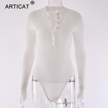 Load image into Gallery viewer, Articat Ribbed Knitted Sexy Bodycon Bodysuit Women Autumn Long Sleeve Slim Rompers Womens Jumpsuit Casual Skinny Party Overalls
