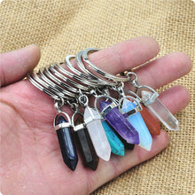Load image into Gallery viewer, 1 PC Fashion Natural Stone Pendant Keychain Natural Quartz Stone Key Rings Pink Crystal Key Chains Accessories Jewelry Gift
