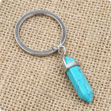 Load image into Gallery viewer, 1 PC Fashion Natural Stone Pendant Keychain Natural Quartz Stone Key Rings Pink Crystal Key Chains Accessories Jewelry Gift
