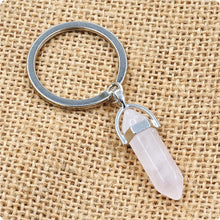 Load image into Gallery viewer, 1 PC Fashion Natural Stone Pendant Keychain Natural Quartz Stone Key Rings Pink Crystal Key Chains Accessories Jewelry Gift
