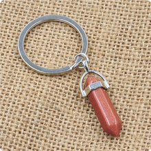 Load image into Gallery viewer, 1 PC Fashion Natural Stone Pendant Keychain Natural Quartz Stone Key Rings Pink Crystal Key Chains Accessories Jewelry Gift
