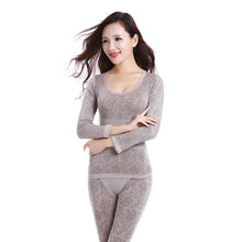 Load image into Gallery viewer, 2020 Lace Thermal Underwear Sexy Ladies Clothes Winter Seamless Antibacterial Warm Intimates Print Long Johns Women Shaped Sets
