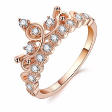 Load image into Gallery viewer, Fashion Luxury Crown Ring Statement Women Wedding Zircon Engagement Ring Trend Geometric Rose Gold Silver Romantic Party Gift
