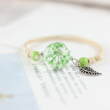 Load image into Gallery viewer, Lidavi New Boho Vintage Charm Bracelet Handmade Real Dry Flower Glass Ball Weave Adjustable Bracelets Bangle for Women Fashion
