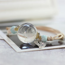 Load image into Gallery viewer, Lidavi New Boho Vintage Charm Bracelet Handmade Real Dry Flower Glass Ball Weave Adjustable Bracelets Bangle for Women Fashion
