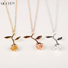 Load image into Gallery viewer, MQCHUN 3D Rose Necklace Personalized Custom Charm Necklace Final Rose Flower Beauty and the Beast Jewelry Women Girls Party Gift

