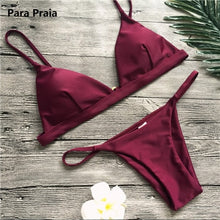 Load image into Gallery viewer, 9 Colors Solid Bikini Set 2020 Sexy Push Up Swimwear Women Brazilian Swimsuit Low Waist Biquini Halter Two Pieces Bathing Suit
