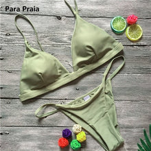 Load image into Gallery viewer, 9 Colors Solid Bikini Set 2020 Sexy Push Up Swimwear Women Brazilian Swimsuit Low Waist Biquini Halter Two Pieces Bathing Suit
