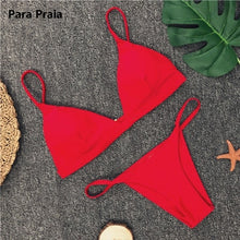 Load image into Gallery viewer, 9 Colors Solid Bikini Set 2020 Sexy Push Up Swimwear Women Brazilian Swimsuit Low Waist Biquini Halter Two Pieces Bathing Suit
