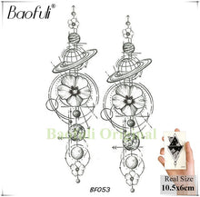 Load image into Gallery viewer, Baofuli Waterproof Temporary Sticker Geometric Planet Jellyfish Tattoo Black Triangle Tattoos Body Arm Men Fake Tatoos Chains
