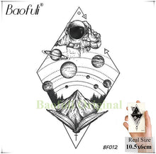 Load image into Gallery viewer, Baofuli Waterproof Temporary Sticker Geometric Planet Jellyfish Tattoo Black Triangle Tattoos Body Arm Men Fake Tatoos Chains
