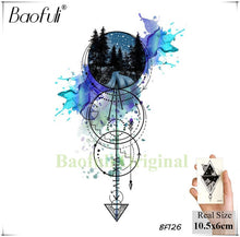 Load image into Gallery viewer, Baofuli Waterproof Temporary Sticker Geometric Planet Jellyfish Tattoo Black Triangle Tattoos Body Arm Men Fake Tatoos Chains
