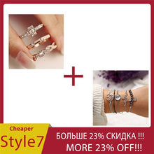 Load image into Gallery viewer, AY 3Pcs/Set Fashion Geometry Intersect Crystal Rings Set For Women Girls Engagement Wedding Rings Female Party Jewelry Gifts
