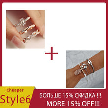 Load image into Gallery viewer, AY 3Pcs/Set Fashion Geometry Intersect Crystal Rings Set For Women Girls Engagement Wedding Rings Female Party Jewelry Gifts
