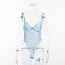Load image into Gallery viewer, Cryptographic hot sale sheer lace bodysuit women backless transparent mesh bow sexy jumpsuit 2020 catsuit straps bodysuits thong
