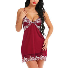 Load image into Gallery viewer, Women Sexy Lace Night Dress Lingerie Deep V Nightgowns Casual Home Dress Nightdress Fashion Sleepwear Summer Homewear #D
