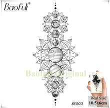 Load image into Gallery viewer, Baofuli Waterproof Temporary Sticker Geometric Planet Jellyfish Tattoo Black Triangle Tattoos Body Arm Men Fake Tatoos Chains

