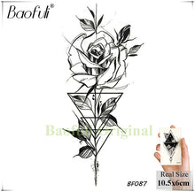 Load image into Gallery viewer, Baofuli Waterproof Temporary Sticker Geometric Planet Jellyfish Tattoo Black Triangle Tattoos Body Arm Men Fake Tatoos Chains
