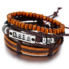 Load image into Gallery viewer, IF ME Vintage Leaf Feather Multilayer Leather Bracelet Men Fashion Braided Handmade Star Rope Wrap Bracelets &amp; Bangles Male Gift
