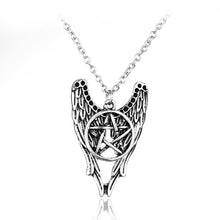 Load image into Gallery viewer, HOT Antique Pentagram Pentacle Angel Wings Pendant Supernatural Necklace Women Jewelry Luminous Necklace GLOW in the DARK gift

