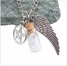 Load image into Gallery viewer, HOT Antique Pentagram Pentacle Angel Wings Pendant Supernatural Necklace Women Jewelry Luminous Necklace GLOW in the DARK gift
