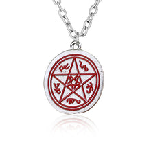 Load image into Gallery viewer, HOT Antique Pentagram Pentacle Angel Wings Pendant Supernatural Necklace Women Jewelry Luminous Necklace GLOW in the DARK gift
