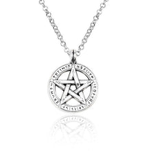 Load image into Gallery viewer, HOT Antique Pentagram Pentacle Angel Wings Pendant Supernatural Necklace Women Jewelry Luminous Necklace GLOW in the DARK gift
