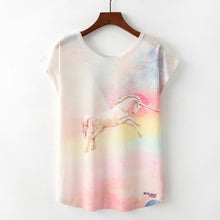Load image into Gallery viewer, Summer New Women T-Shirts 2020 Harajuku Kawaii Cute Animal Nice Cat Unicorn Print T-shirt Causal O-Neck Short Sleeve Loose Tops
