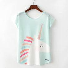 Load image into Gallery viewer, Summer New Women T-Shirts 2020 Harajuku Kawaii Cute Animal Nice Cat Unicorn Print T-shirt Causal O-Neck Short Sleeve Loose Tops
