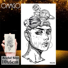 Load image into Gallery viewer, Watercolor Astronaut Universe Temporary Tattoos Sticker For Kids Fake Tattoo Planets Star Tatoos Children Waterproof Space Man
