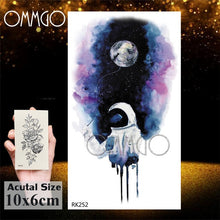 Load image into Gallery viewer, Watercolor Astronaut Universe Temporary Tattoos Sticker For Kids Fake Tattoo Planets Star Tatoos Children Waterproof Space Man
