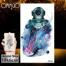 Load image into Gallery viewer, Watercolor Astronaut Universe Temporary Tattoos Sticker For Kids Fake Tattoo Planets Star Tatoos Children Waterproof Space Man
