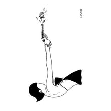 Load image into Gallery viewer, Hot 1PC Popular Ballet Black White Flowers Tattoos Sticker Temporary Drawing Body Art Fake Water Transfer
