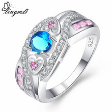 Load image into Gallery viewer, lingmei Dropshipping Fashion Women Wedding Jewelry Oval Heart Design Multicolor &amp; Purple White CZ Silver 925 Ring Size 6 7 8 9

